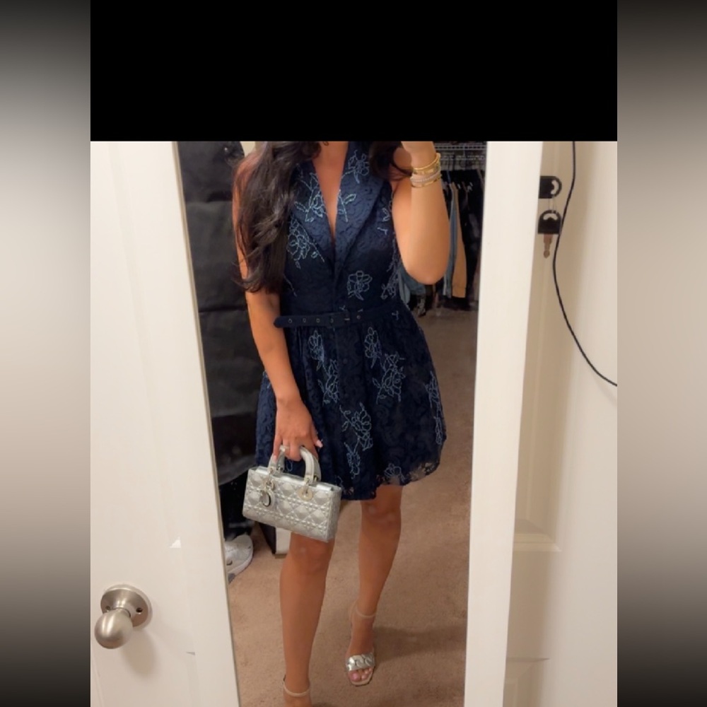 Elegant Navy Lace Dress